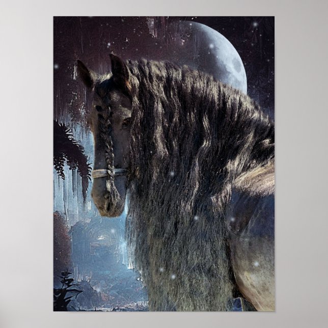Black Beauty Friesian Horse - Poster (Framsidan)