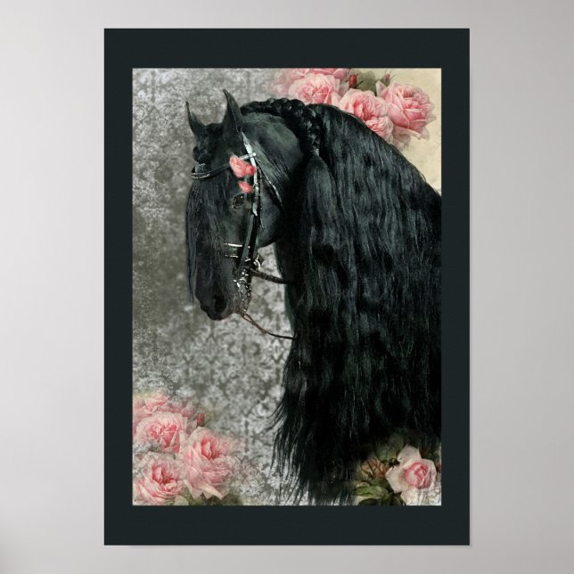 Black Beauty Friesian Horse - Poster (Framsidan)