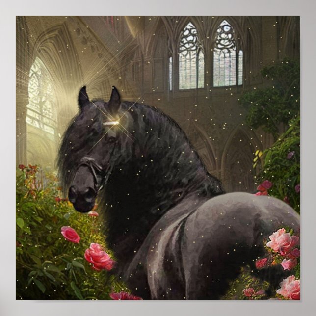 Black Beauty Friesian Horse - Poster (Framsidan)