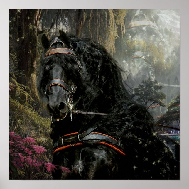 Black Beauty Friesian Horse - Poster (Framsidan)