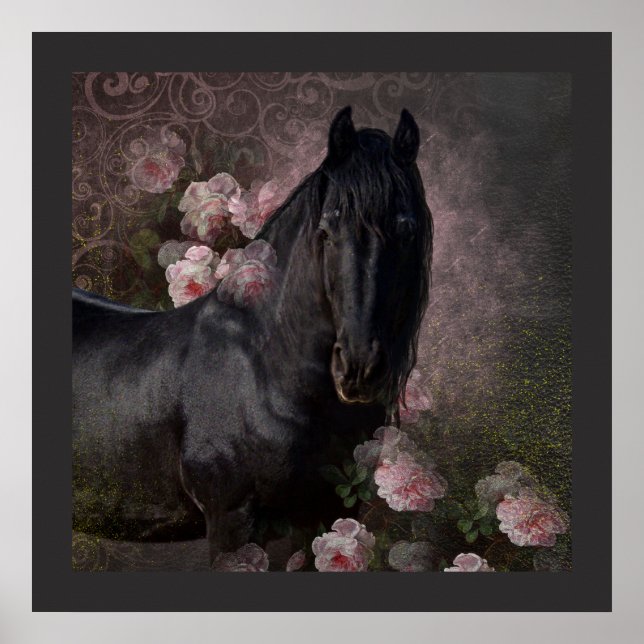 Black Beauty Friesian Horse - Poster (Framsidan)