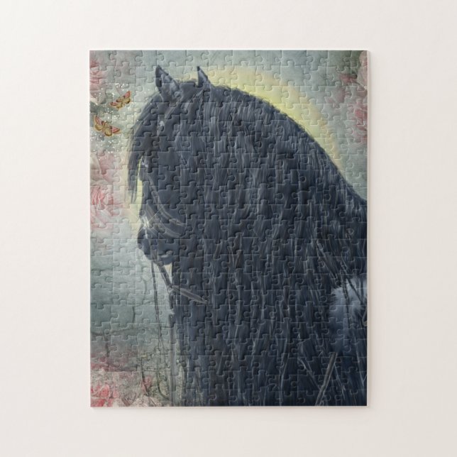 Black Beauty Friesian Horse - Puzzle Pussel (Vertikal)