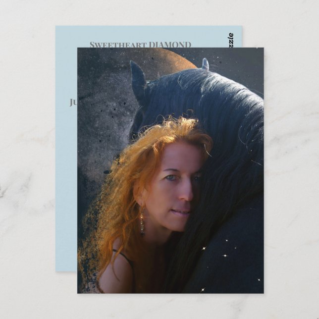 Black Beauty Friesian Horse - vykort (Fram/baksida)