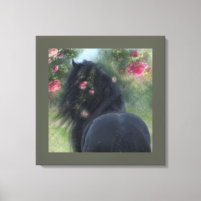 Black Beauty Friesian Horse - Wrapped Canvas (Framsida)