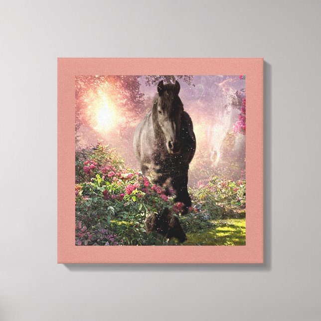 Black Beauty Friesian Horse - Wrapped Canvas (Framsida)