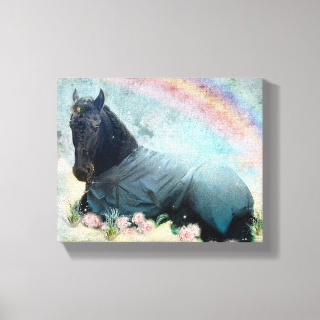 Black Beauty Friesian Horse - Wrapped Canvas (Framsida)