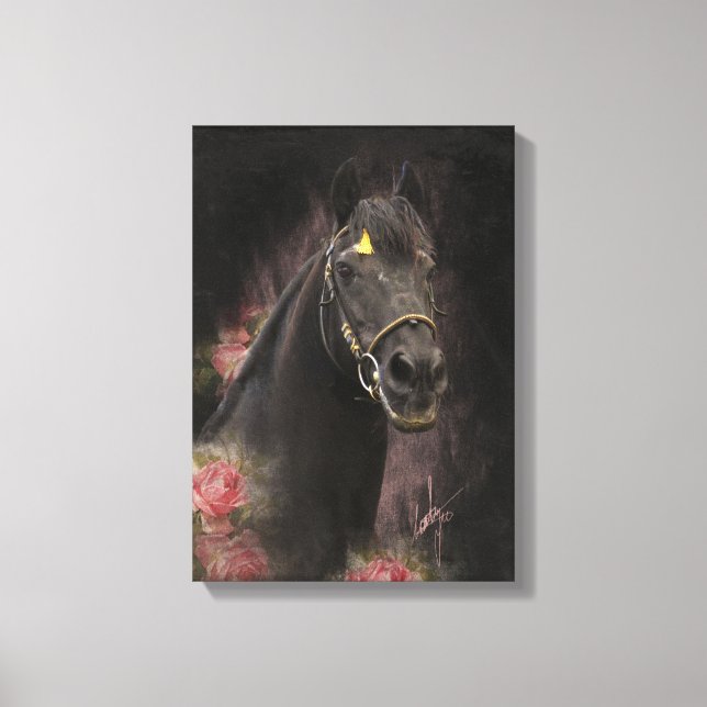Black Beauty Friesian Horse - Wrapped Canvas (Framsida)