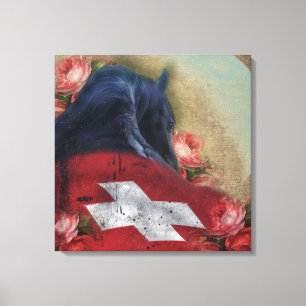 Black Beauty Friesian Horse - Wrapped Canvas