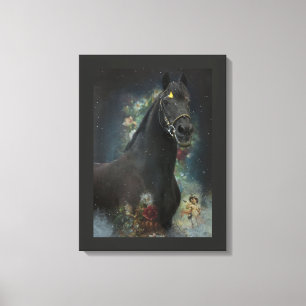 Black Beauty Friesian Horse - Wrapped Canvas