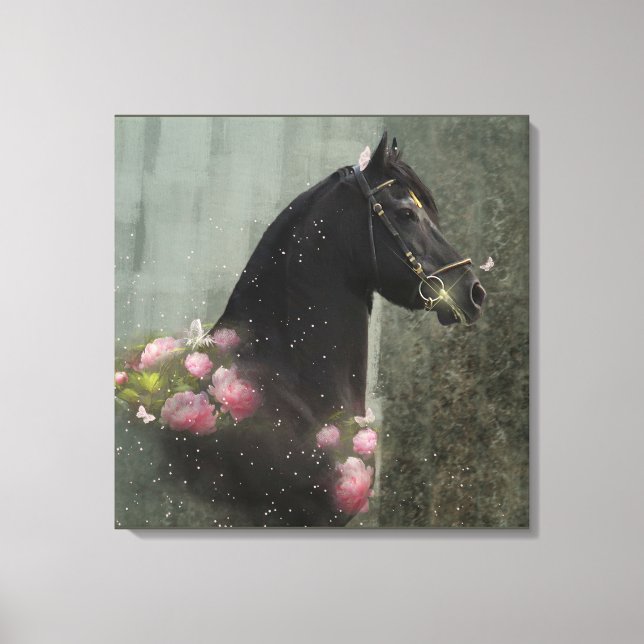 Black Beauty Friesian Horse - Wrapped Canvas (Framsida)