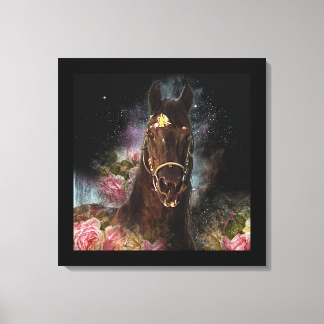 Black Beauty Friesian Horse - Wrapped Canvas (Framsida)