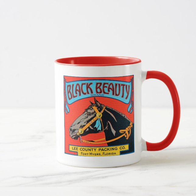 Black Beauty Horse på Red Background Mugg (Höger)