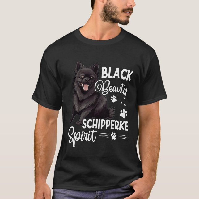 Black Beauty Schipperke Spirit Hund T Shirt (Framsida)
