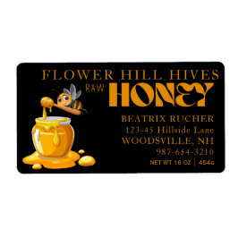 Black Bee Honey Label Metallic Gold Text  Fraktsedel
