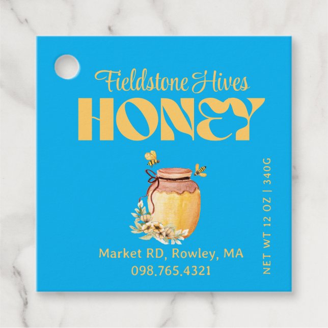 Black Bee Honey Label Metallic Gold Text  Gåvor Etiketter (Framsida)