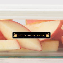 Black Bee Honey Label Metallic Gold Text Klistermärke
