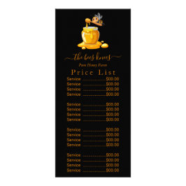 Black Bee Honey Label Metallic Gold Text  Reklamkort