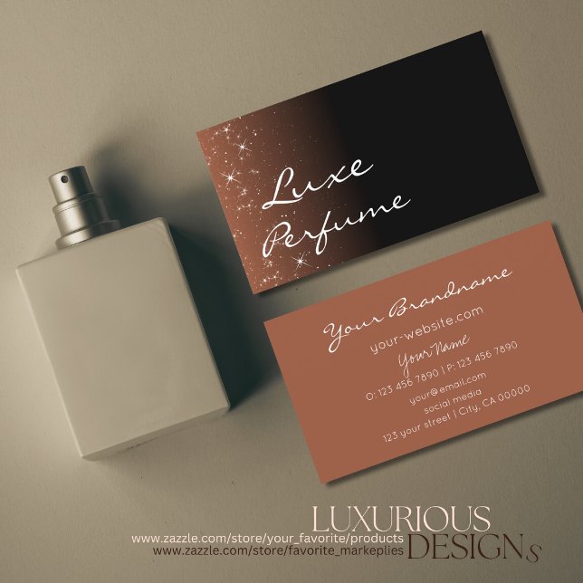 Black Beige Brown Glitter Stars Elegant och Modern Visitkort (Skapare uppladdad)