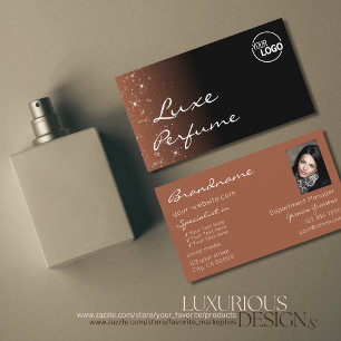 Black Beige Brown med Glitter Stars Logotyp Photo Visitkort
