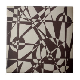 Black & Beige/Cream Geometric Modern Abstrakt Art Kakelplatta