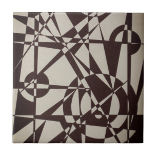 Black & Beige/Cream Geometric Modern Abstrakt Art Kakelplatta