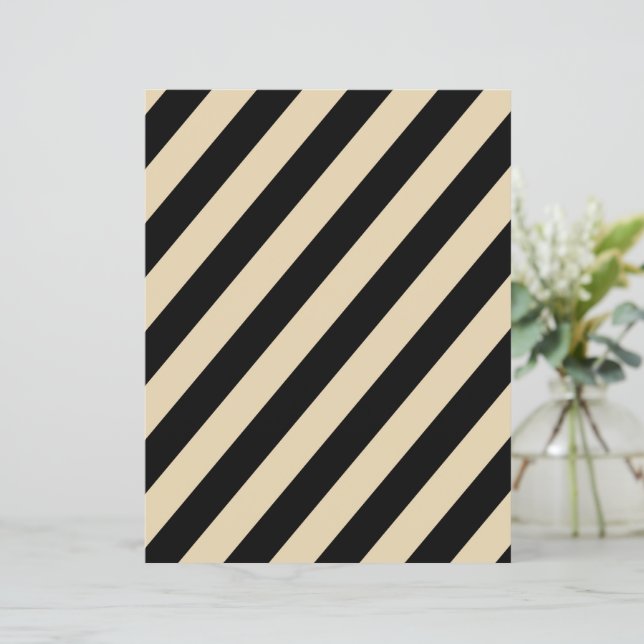 Black & Beige Diagonal Stripes Scrapbook Paper (Stående Fram)