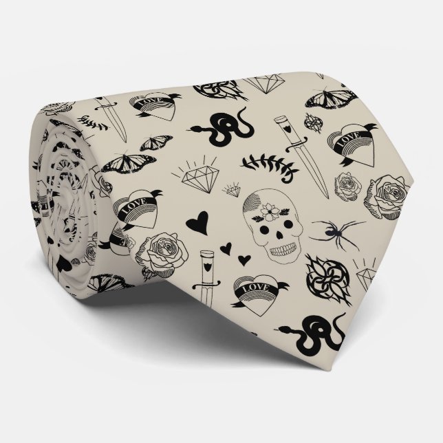 Black & Beige Hand plockade Tattoo Mönster Slips (Rullad)