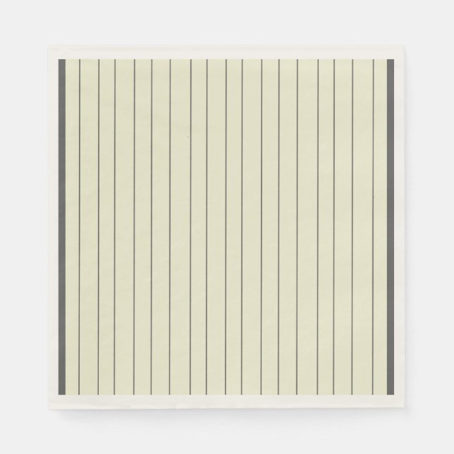 Black Beige Lodrät Rand Mönster Pappersservett (Framsidan)