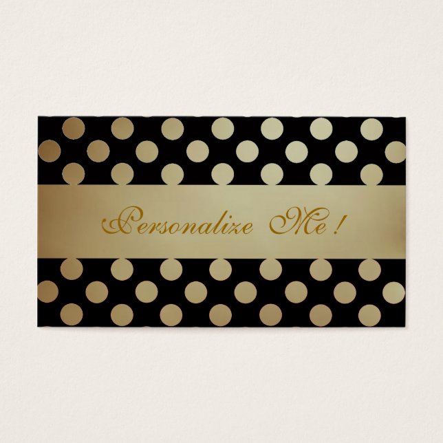 Black Beige Mönster Elegant Polka dots Modern Chic Visitkort (Framsidan)
