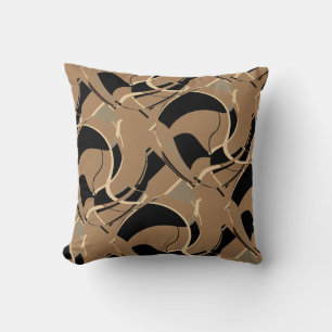 Black Beige på Tan Diagonal Swirling Design Kudde