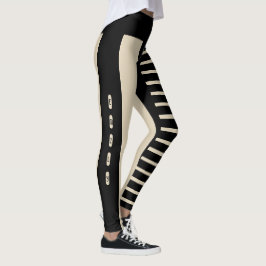 Black Beige Rand Mönster eget namn Emily Leggings