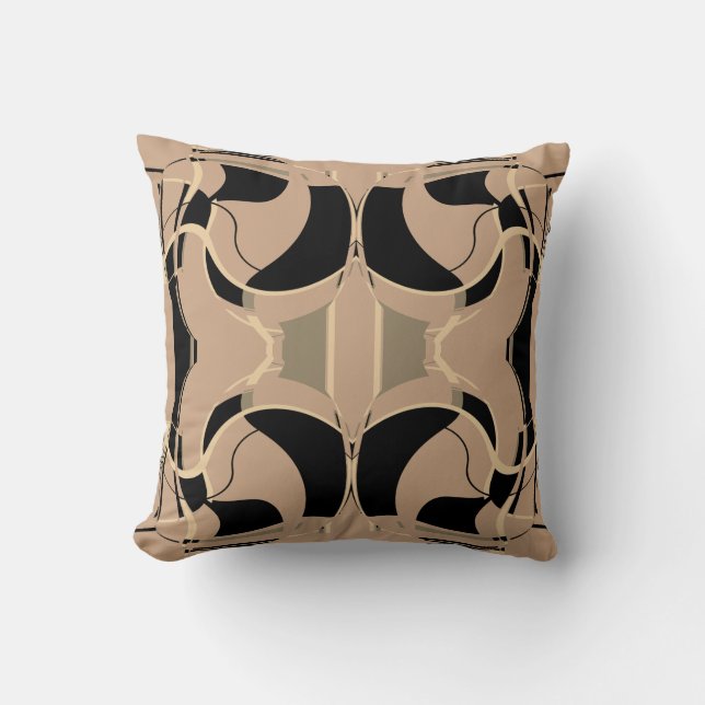 Black Beige Taupe Tan Mediterranean Rulla Mosaic Kudde (Framsida)