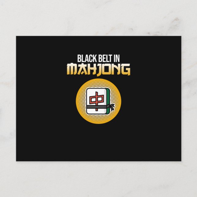 Black Belt In Mahjong Game Mahjong Player Games Vykort (Framsida)