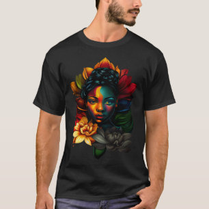 Black Benice African Melanin Woman Cute Lotus F T Shirt