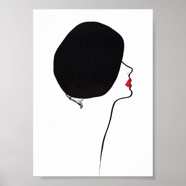 Black Beret Hat Retro Minimalist Mode Poster (Framsidan)