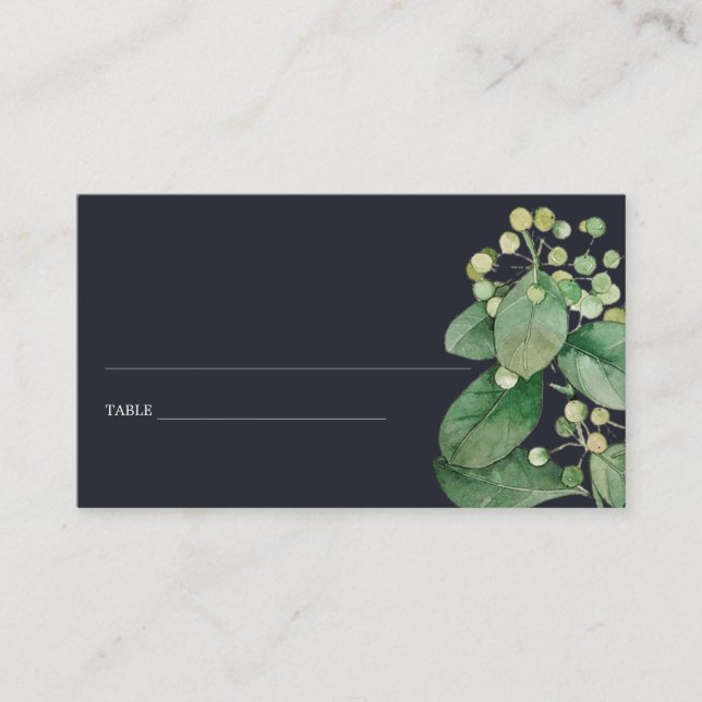 BLACK BERRY LEAFY FOLIAGE GREENERY PLACE CARDS VISITKORT (Framsida)