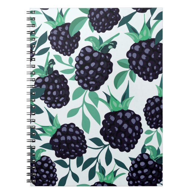 Black Berry Tropical: Fruit Seamless Mönster Anteckningsbok (Framsidan)