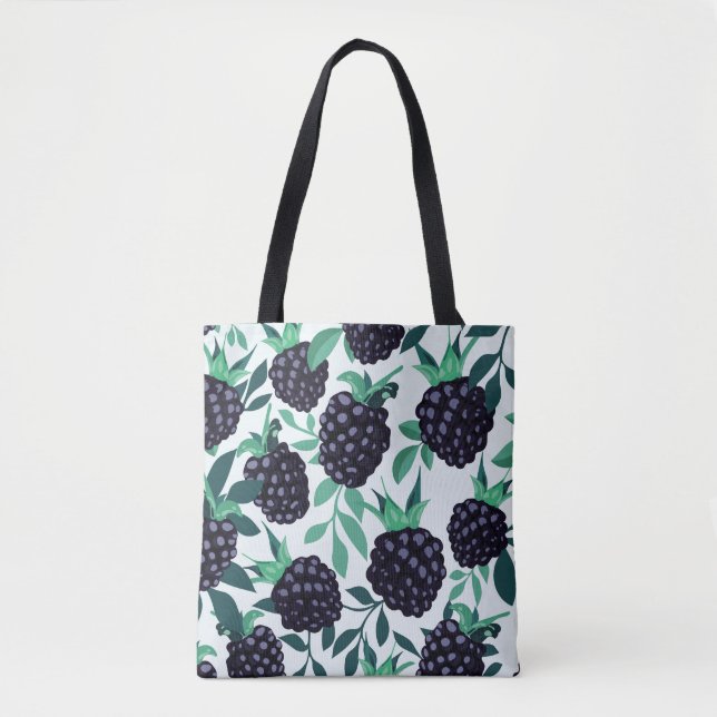 Black Berry Tropical: Fruit Seamless Mönster Tygkasse (Framsida)