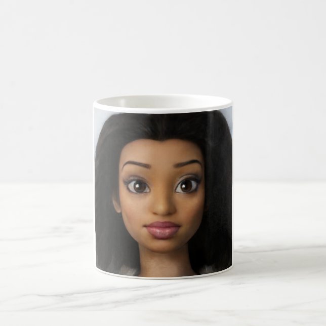 Black BeSnyval Woman Doll Tecknad Bild Kaffemugg (Center)