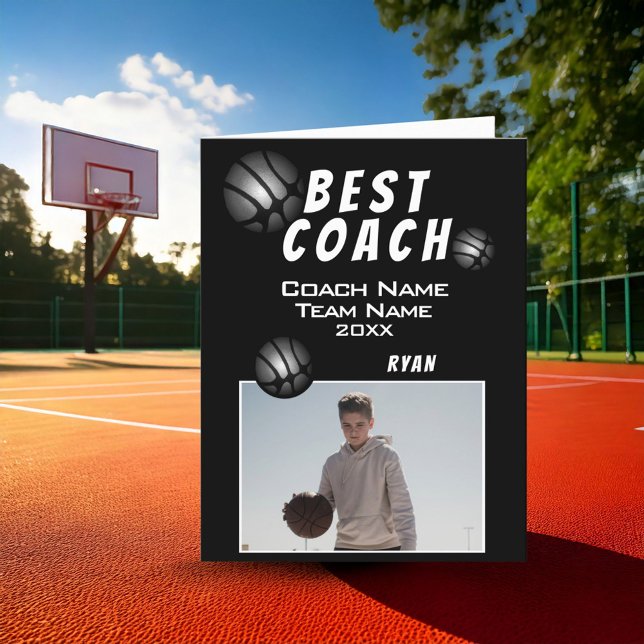 Black Best Coach Basketball Boll Photo Tack Kort (Skapare uppladdad)