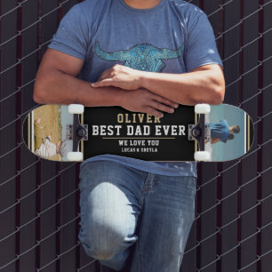 Black Best Pappa Typography Far's Day 2 Photos Mini Skateboard Bräda 18,5 Cm