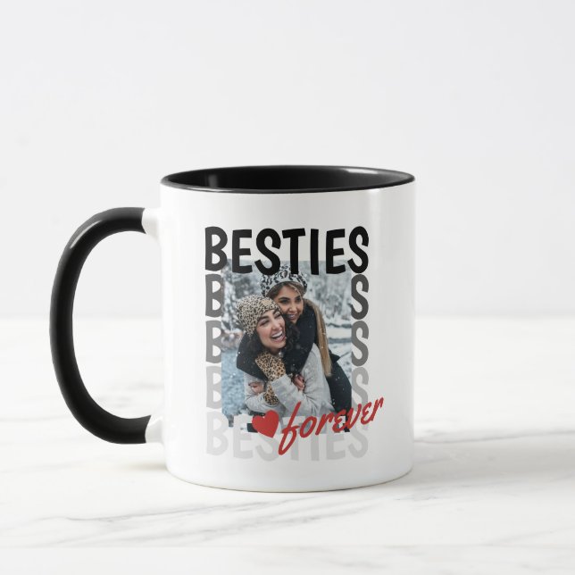 Black Besties Ombre Typography Photo Overlap Mugg (Vänster)