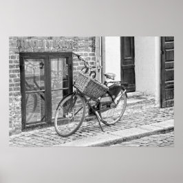 Black Bicycle with Big Basket, Köpenhamn, Danmark Poster