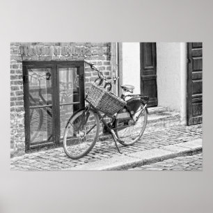 Black Bicycle with Big Basket, Köpenhamn, Danmark Poster