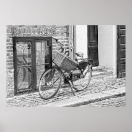 Black Bicycle with Big Basket, Köpenhamn, Danmark Poster