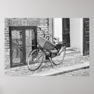 Black Bicycle with Big Basket, Köpenhamn, Danmark Poster