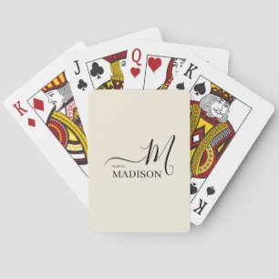 Black Biege Personlig Namnteckning Namn Casinokort