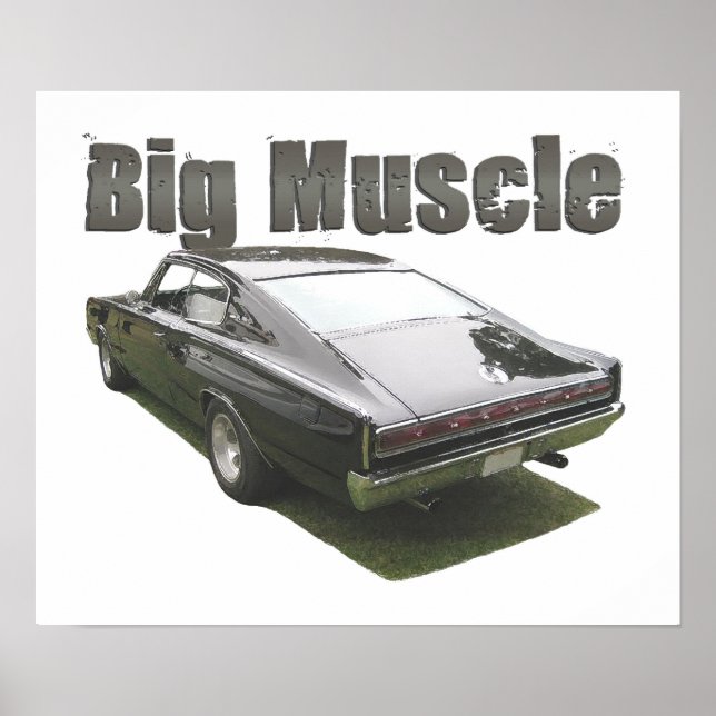 Black "Big Muscle" 1967 Dodge Charger poster (Framsidan)