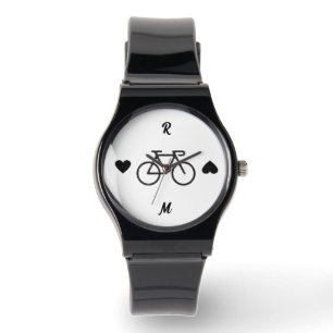 Black Bike Heart Silhouette Personlig Namn Armbandsur
