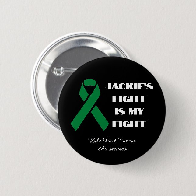 Black Bile Duct Cancer Support Green Ribbon Knapp (Framsida & baksida)